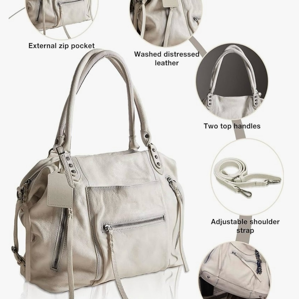 Off White Faux Leather Purse - Picture 5 of 5